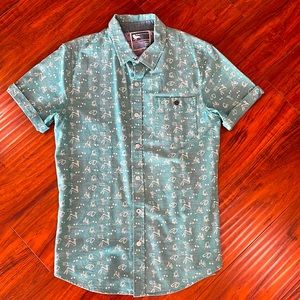 Modern Amusement Short Sleeve Button Up SzMed